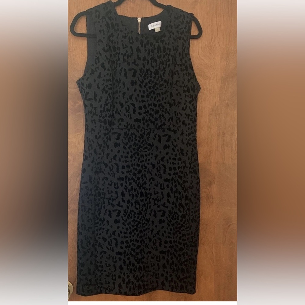Calvin Klein Black Leopard Print Midi Dress